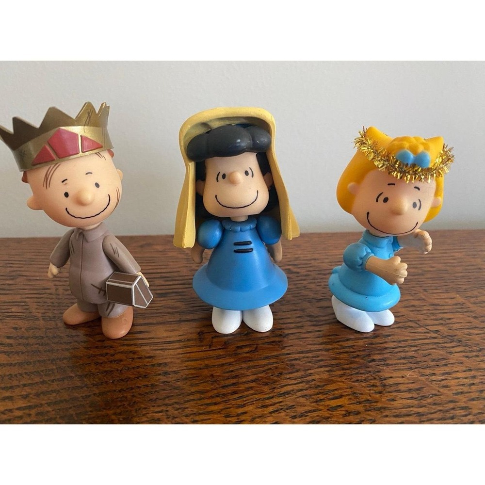Peanuts Christmas Nativity Figurines Set 3 Lot Vintage Charlie Brown 2007 s2